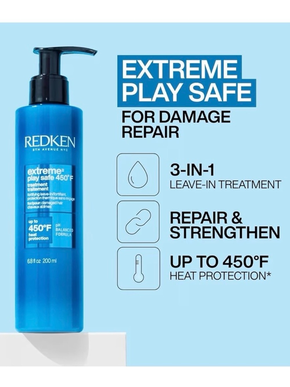 Redken Extreme Play Safe 450 Leave-In Treatment. Approximately 3/4 full.